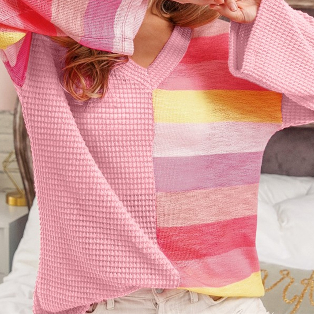 Pink Dreamland Striped Contrast Top - Picture 5 of 6